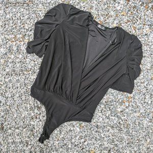 21 Saints Ruffled Sleeve Black Bodysuit